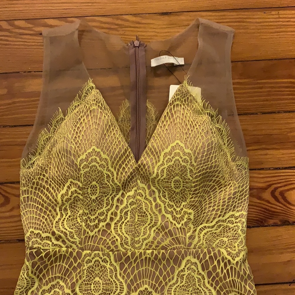 Vera & Lucy sheer nude and yellow dress size Small